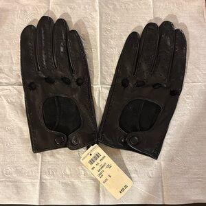 NWT BERGDORG GOODMAN vintage black leather driving gloves | Size S